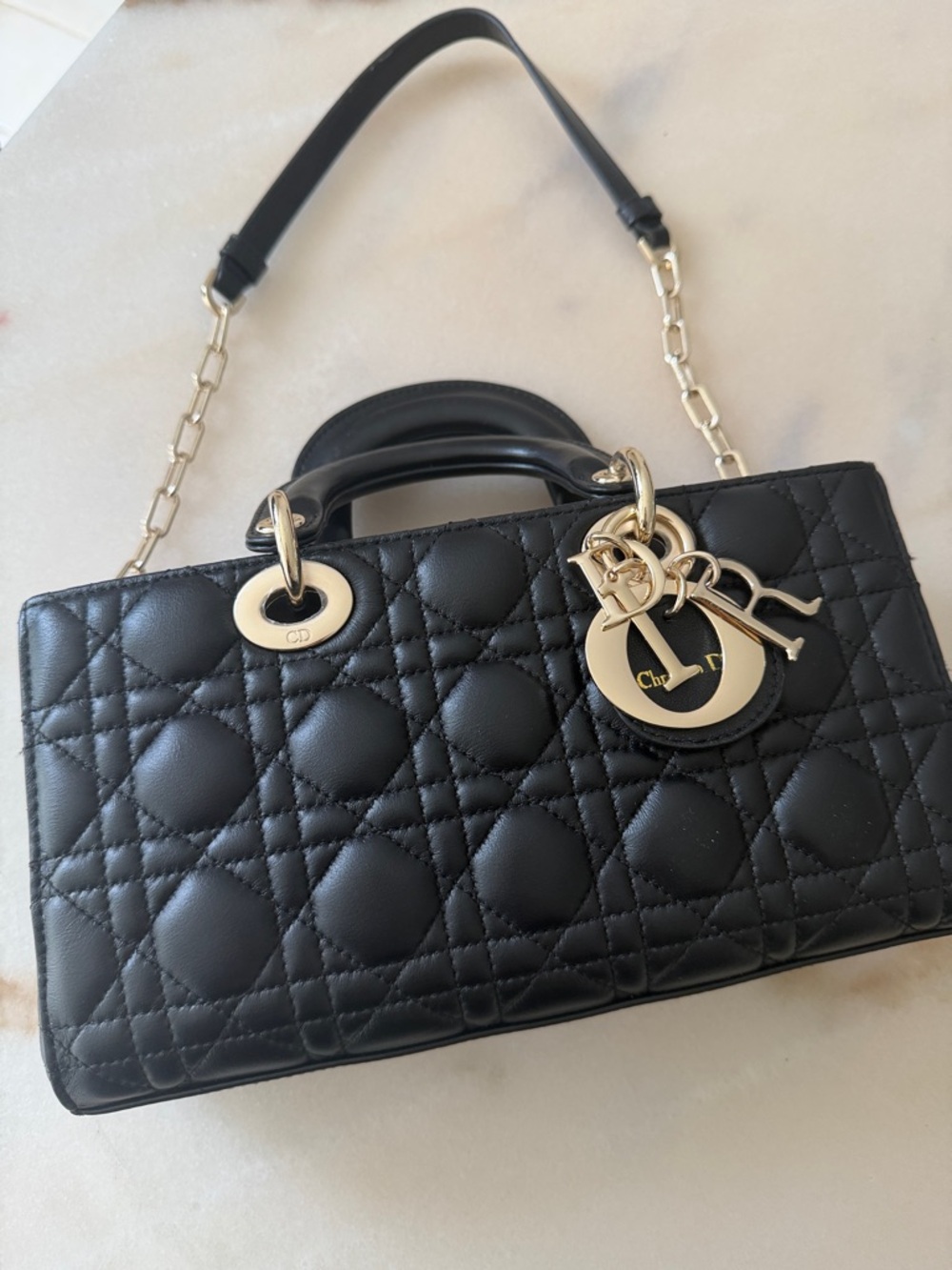 Black Quilted Lady Dior Bag with Gold Hardware